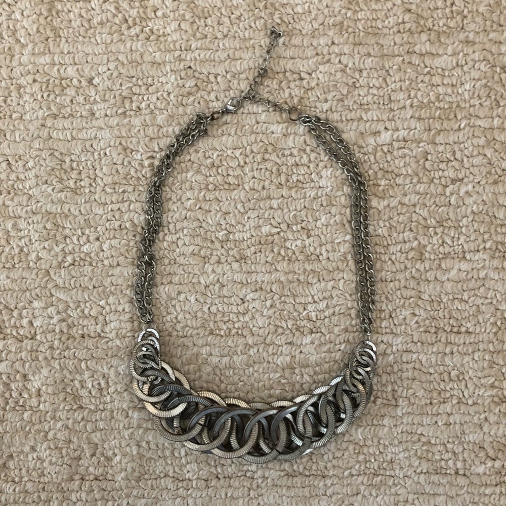 Vintage silver circle loop collar necklace - Picture 7 of 7